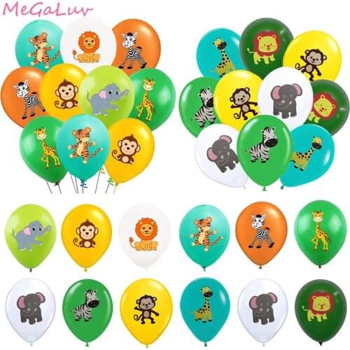 10pcs Jungle Animal Balloons 12inch Forest Animals Latex Balloon Safari Birthday Party Decoration Kids Baby Shower Helium Globos