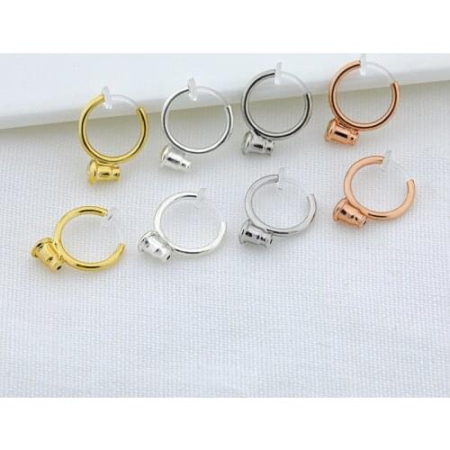 10PCS 13*17mm Metal Copper Ear Clip Resin Earpins Round Earrings Setting For Jewelry Making Prevent Allergies