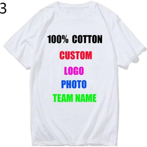 100% Cotton Customized Print T Shirt Women/men DIY Your Like Photo or Logo White Tees Shirts T-Shirt Fashion Mens Custom Tshirt