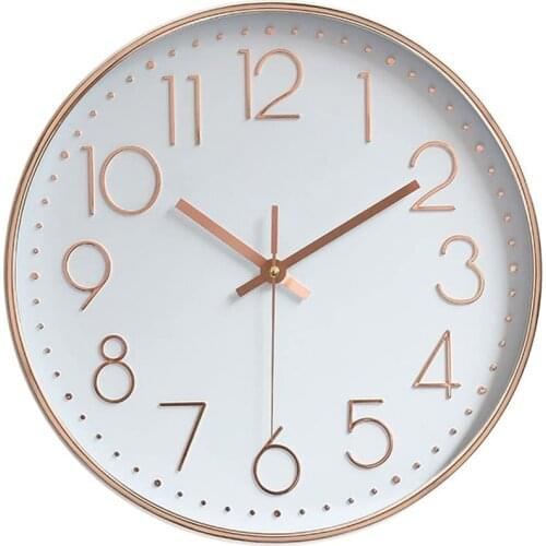 12inch Quartz Wall Clock Silent Non-Ticking Wall Clock for Indoor Modern Decorative Rose Golden