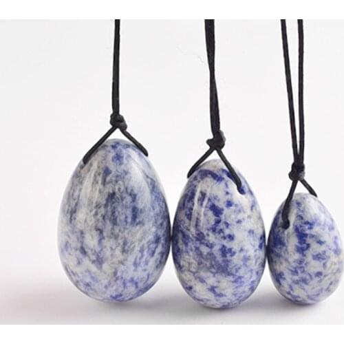 Three Pieces of Blue Dot Crystal Jade Egg Female Postpartum Repair Vulva Vagina Tight Kegel Fitness Natural Eugenie Massage Ball