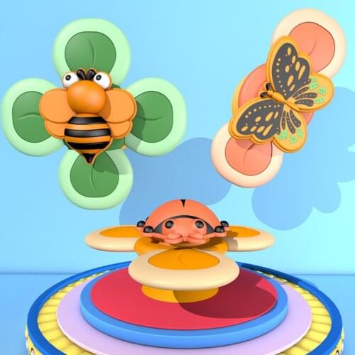 3Pcs Baby Bath Spinning Top Toy Suction Cup For Adsorbed On A Smooth Surface Smooth Edges Suitable For Kids Spinner Toys