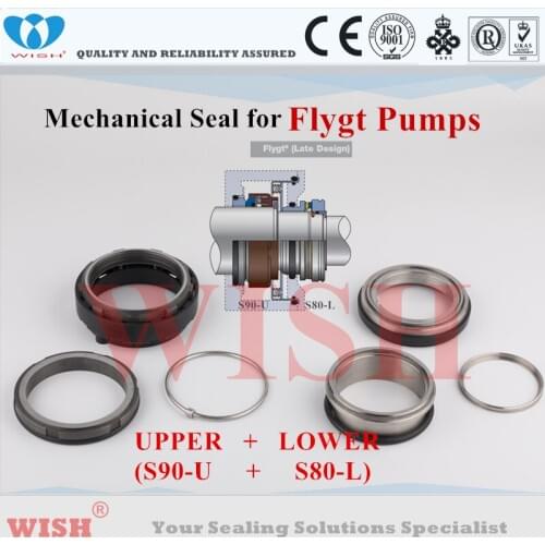90/80mm upper (S)+ lower (S) mechanical seal /Flygt pump code 3230/3300/3305/3355/3356/3357/7050/7051/7055/7060/7061/7076/7556