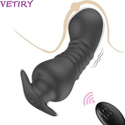Anal Butt Plug Vibrator Wireless Remote Silicone G-spot Stimulator Prostate Massager Wearable 10 Speeds Dildo Vibrator Sex Toys