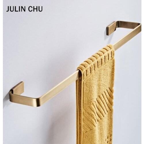 Bronze Bathroom Towel Bar Antique Vintage Brass Wall Mounted Rectangle Lavatory Kitchen Bathroom Towels Shelf Holder Rack 57 CM