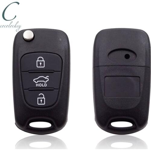 Cocolockey 3Buttons Folding Flip Remote Key Shell for Hyundai I30 IX35 Kia K2 K5 Entry Fob Auto Replacement Parts NO LOGO KiaKey