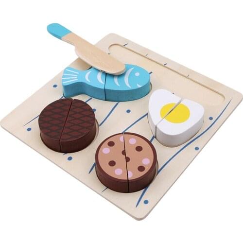 18*18cm Wooden Fruits Dessert Set Fun Baby Pretend Play Cutting Toy Educational Food Cognition 3D Puzzle Shape Matching Toy