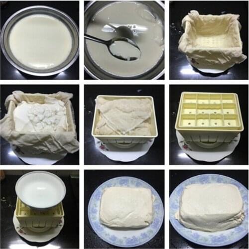 New Homemade Tofu Mold Soybean Curd Tofu Making Mold With Cheese Cloth DIY Plastic Tofu Press Mould Kitchen Cooking Tool Set