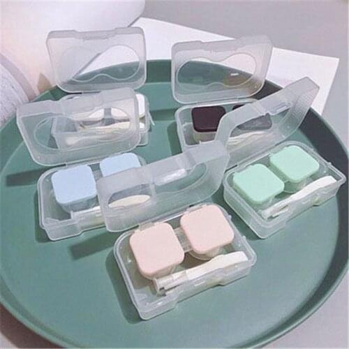 Popular Mini Square Contact Lens Case Box Portable Small Lovely Eyewear Bag Container Eyes travel Kit Holder Travel Accessories