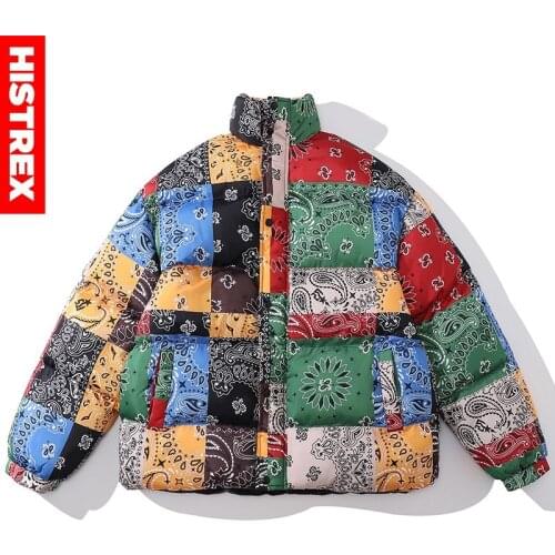 HISTREX Pathwork Cashew Flowers Printing Mens Down Jackets Canada Warm Parka Parka Winter Casual Outwear Down Jacket Men 2F7R1