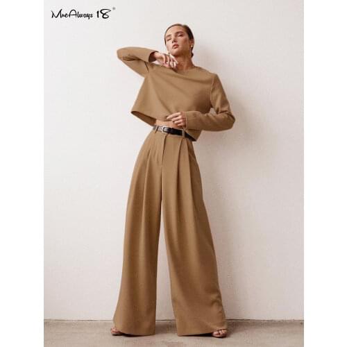 Mnealways18 Classic Wide Pants Floor-Length Pleated Loose Women Trousers Spring Wide Leg Pants Vintage Female Palazzo Pants 2021