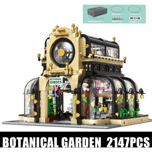Streetview Building Model The Botanical Garden Post Office Corner Concert Hall With Led Lights Blocks Bricks Toys Kids Xmas Gift