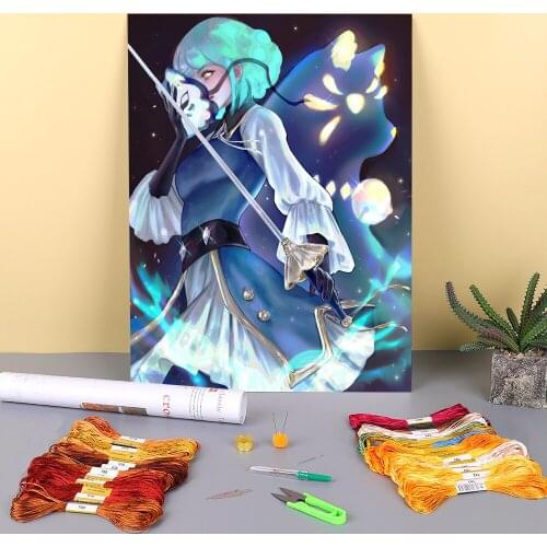 Cartoon Girl Woman Printed 11CT Cross Stitch Complete Kit Embroidery DMC Threads Handmade Handiwork Craft Sewing Stamped