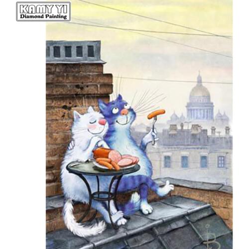 Full Square drill 5D DIY Diamond painting Cat enjoying life Diamond Embroidery Mosaic Cross Stitch Rhinestone decoration gift