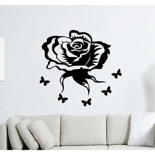 Many Colors Rose Flower Wall Stickers Living Room Wall Decals Vinyl Bedroom Bathroom Home Decor Mural Art Removable Decal LA113