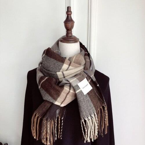 2020Korean winter new cashmerePlaid womens scarf,fashionable tassel thickened warm shawl,fashionable small lattice tassel scarf
