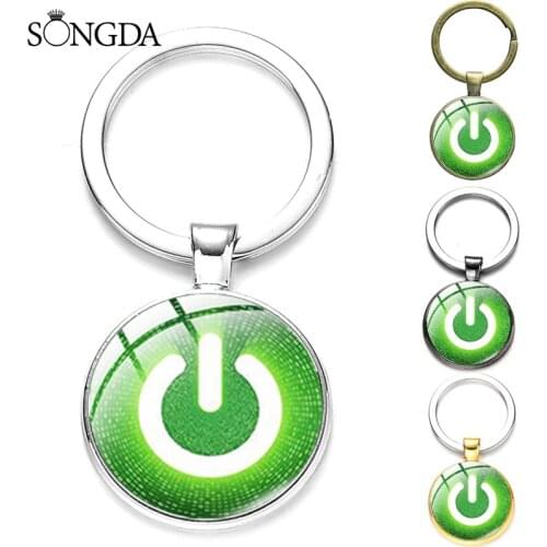 Personalized New Computer Button Keychain Power Switch Button Pattern Metal holder key chain Men Women Trinket Car Key Ring