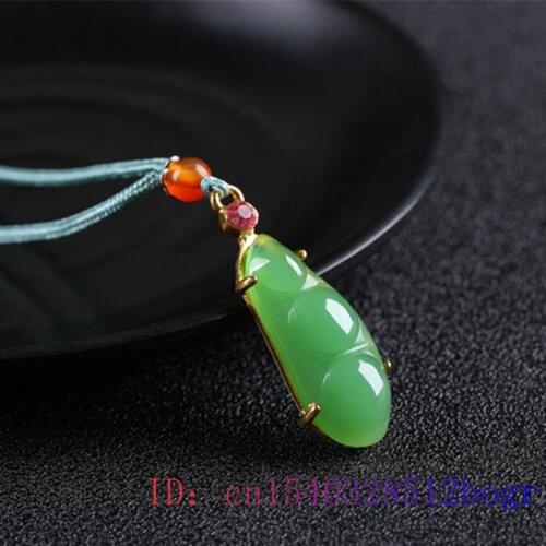 Jade Pods Pendant Necklace Gifts Zircon Jewelry Crystal 925 Silver Charm Women Gemstone Chalcedony Natural Amulet Fashion