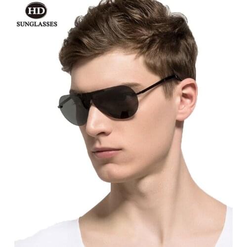 HDclear Polarized Sunglasses Men Fishing Driving Glasses Hipster Folding Rimless Eyewear Pilot UV400 Gafas De Sol Hombre LD107