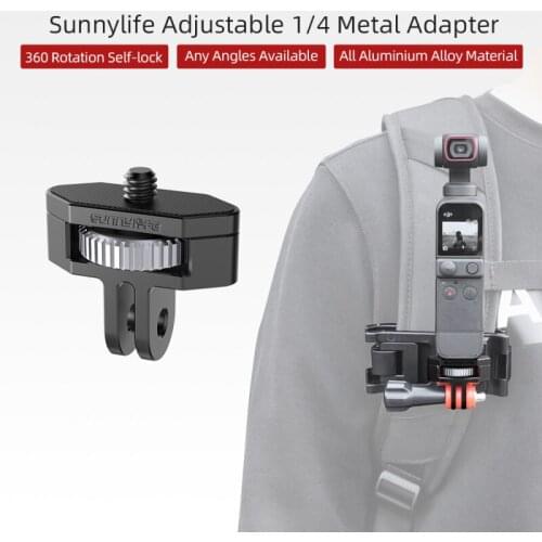 Sunnylife Adjustable Metal 1/4 Adapter Standard 1/4 Screw for Pocket 2/Insta360 One X2/SLR Camera Accessoires 360Degree Rotation