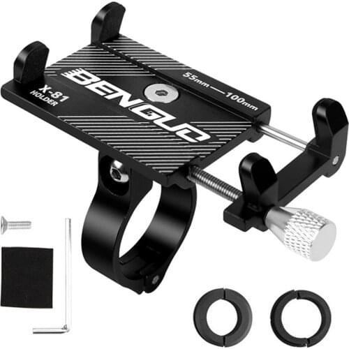 Adjustable Universal Aluminum Alloy Bike Bicycle Phone Holder Racks Handlebar Mount Non-Slip Moblie Cell Phone Clip for Bike