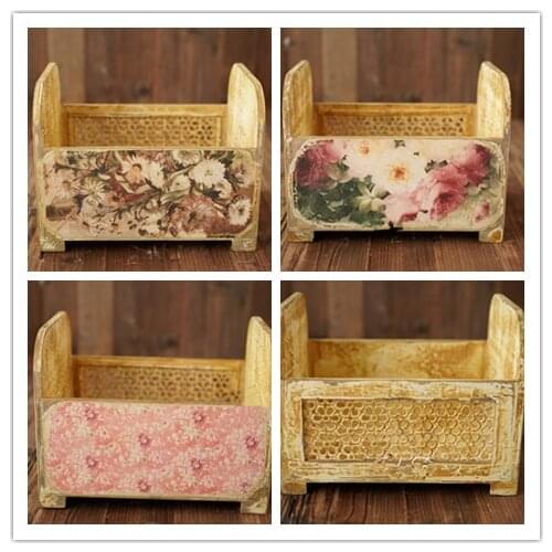 Newborn photography props retro vintage decal crib vintage hollow flowers photography accessory