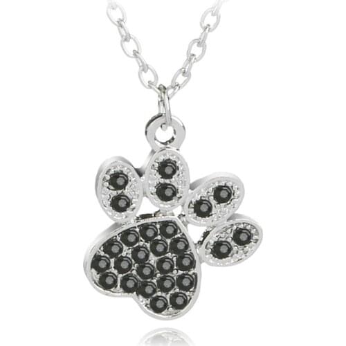 Lucky Cute Personality Animal Pet Dog Paw Zircon Pendant Necklace Love Woman Mother Girl Gift Wedding blessing Jewelry