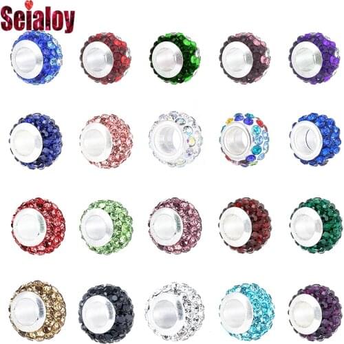 Seialoy Shiny Colorful Crystal Beaded Charm Fit Original Bracelet Bangle For Women Diy Fashion Girls Jewelry Accessories Beaded