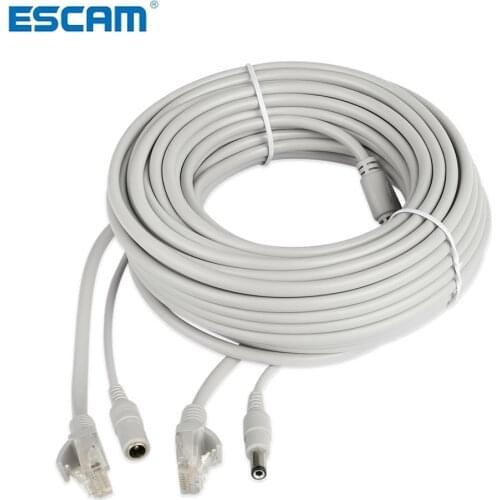 ESCAM 30m/20m/15m/10m/5m RJ45 + DC 12V Power Lan Cable Cord Network Cables for CCTV network IP Camera