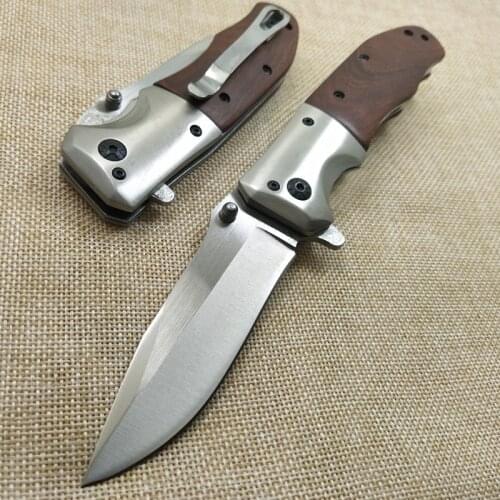 8.2'' Damascus Knves Folding Knife 5Cr13Mov Blade Rosewood + Steel Handle Tactical Camping Knives Survival Hunting Pocket Knife
