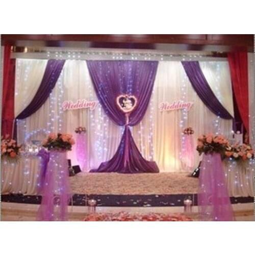 Wedding 3mx6m backdrop luxurious wedding supplies stage background with Beatiful Swag wedding stage backdrop decoration