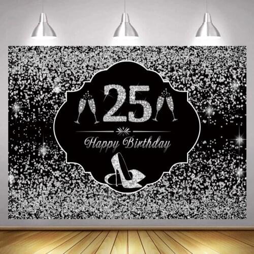Light Bokeh Silver Glitter 40 50 60th Women Birthday Backdrops Dance Evening Party Decor For Wine Table Wall Poster Backgrounds