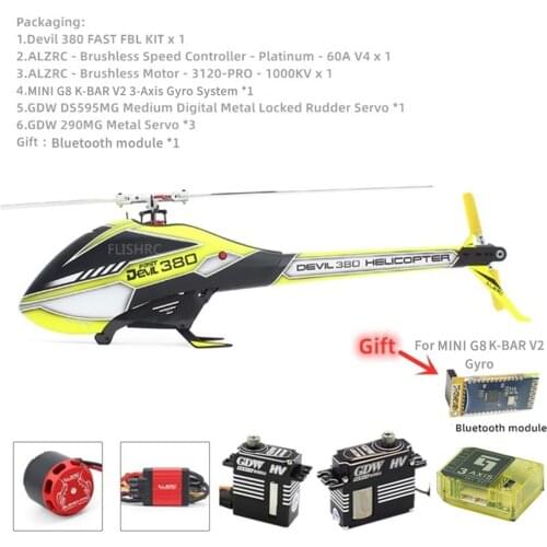 ALZRC - Devil 380 FAST FBL Super Combo RC Helicopter with GDW 290MG Servo and GDW DS595MG Servo