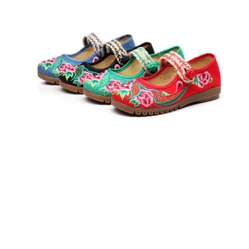 Spring summer Autumn Chinese national style embroidered Shoes canvas Oxford bottom Oriental women single cloth shoes Red Green