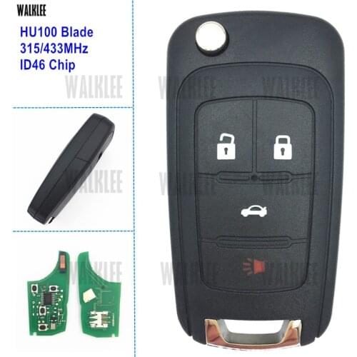 WALKLEE Vehicle Remote Key 315MHz or 433MHz work for Chevrolet Malibu Cruze Aveo Spark Sail ID46 Keyless Entry Transmitter