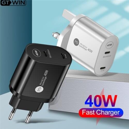 GTWIN New Fast Charging Mobile Phone Charger Type-C 40W PD Charger For Xiaomi Huawei Samsung For Most Smartphones Accessories