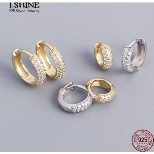 JShine Texture S925 Sterling Silver Earrings Three Rows of Zircon Wide Hoop Earrings Stackable Geometric Fashion Fine Jewelry