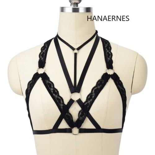 Women Sexy Lingerie Hollow Cage Body Lace Harness Bra Bandage Push Up Crop Top Bustier Underwear Bondage Lingerie Goth Clothes