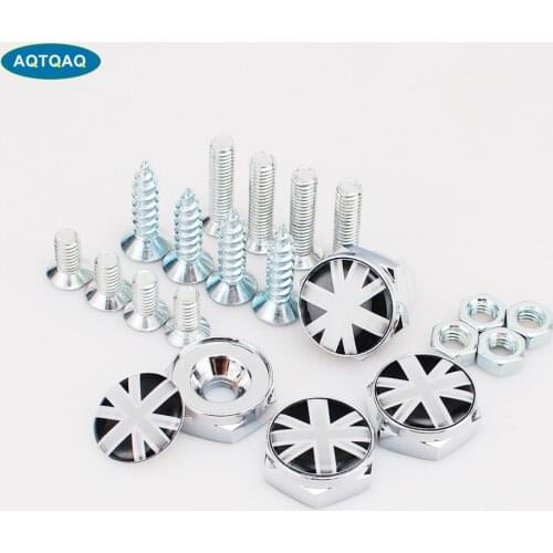 1 Set Chrome Metal England British Flag Silicon Surface Anti-theft Screws Car License Plate Bolts Frame Screws