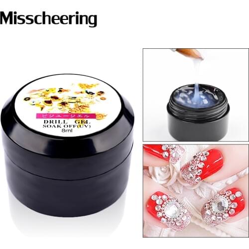 1 Box 8 ML Glitter Rhinestones Glue UV Gel Nail Polish Adhesives Super Sticky Nail Varnish Use For Jewelry Decoration DIY Tools