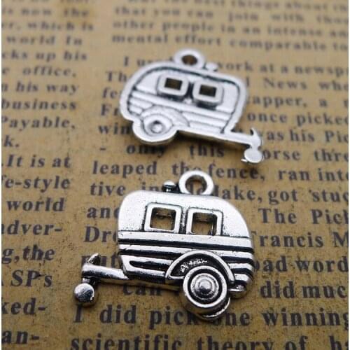 10pieces/lot 17*20mm Antique silver color Metal Car Charms Minibus Jinrikisha Pendant Key chain DIY handmade jewelry making