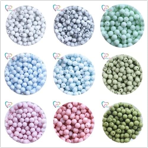 100 PCS Silicone Round 9 MM Loose Beads DIY Round Baby Teether Pacifier Dummy Montessori Sensory Jewelry Toy Chewing Beads
