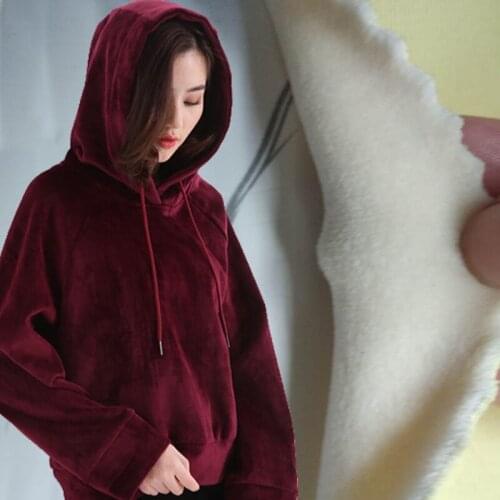 35% cotton 60% polyester 5% spandex 40s Odell composite silver fox velvet fabric Ribbed T-shirt Hooded knitted textile Winter