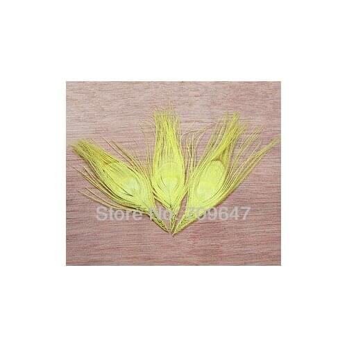 50Pcs/Lot Lenghth:12.0-15.0cm Eye:2.5-3.5cm Peacock Eye Feather Peacock Feather Eyes Dyed Yellow Colour FREESHIPPING