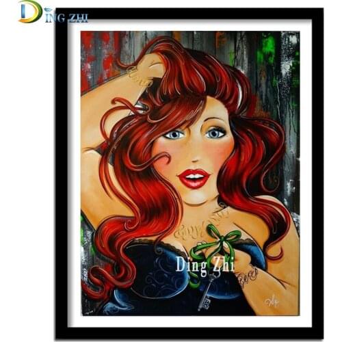5D DIY Diamond Painting Cartoon Fat Lady Cross Stitch Kit Full Drill Square Round Diamond Embroidery Mosaic Woman Home Decor