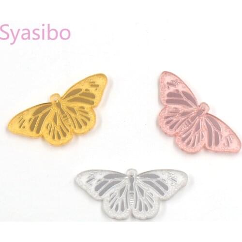 6pcs/lot) Engraved Butterfly For Earrings Rose Gold Mirror Acrylic Party DIY