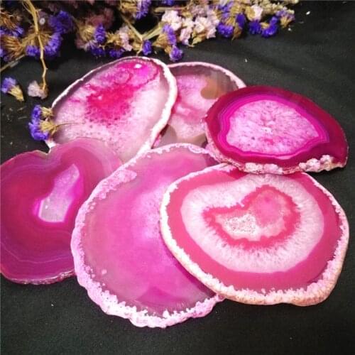 6pcs Natural Agate Geode Polished Crystal Slice Stone Coaster Natural Gemstones Agate Plate Mineral Specimen Home Decoration