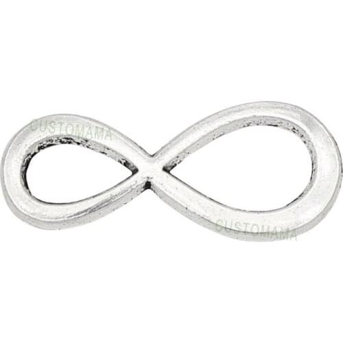 60pcs-Antique Silver Asymmetry Infinity Charms Pendant, Jewelry Accessories 31x13mm