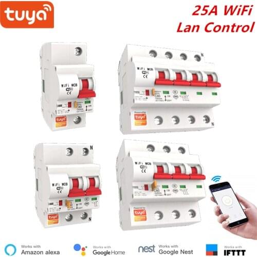 Smart Life APP 25A Smart WiFi Circuit Breaker Short Circuit Protection Wireless Control Lan Control Remote Control Switch IFTTT