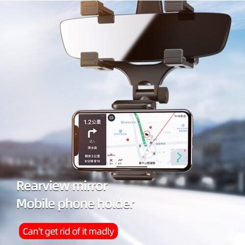 Car Rearview Mirror Navigator Mobile Phone Bracket Multifunction Universal Bracket Tachograph Fixing Clip For Phone For 4-6.5in